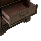 Table de chevet de chambre en bois cerisier satiné avec station de recharge