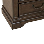 Table de chevet de chambre en bois cerisier satiné avec station de recharge