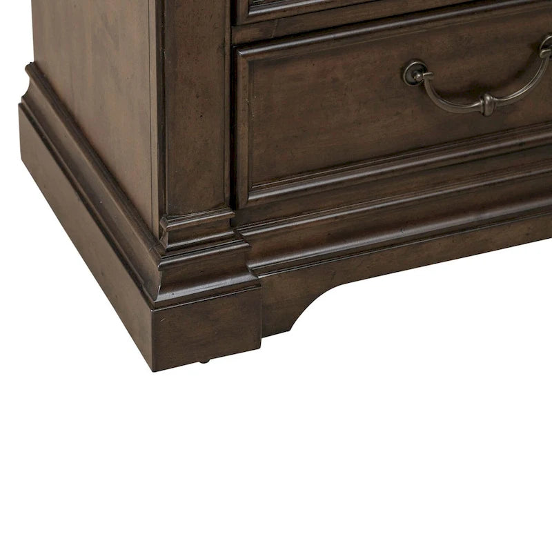 Table de chevet de chambre en bois cerisier satiné avec station de recharge