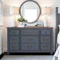 Commode Americana, Aucun assemblage requis, Finition velours côtelé bleu