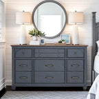 Commode Americana, Aucun assemblage requis, Finition velours côtelé bleu