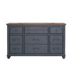 Commode Americana, Aucun assemblage requis, Finition velours côtelé bleu