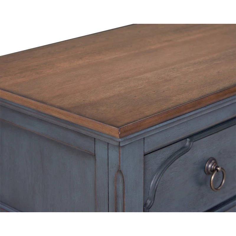 Commode Americana, Aucun assemblage requis, Finition velours côtelé bleu