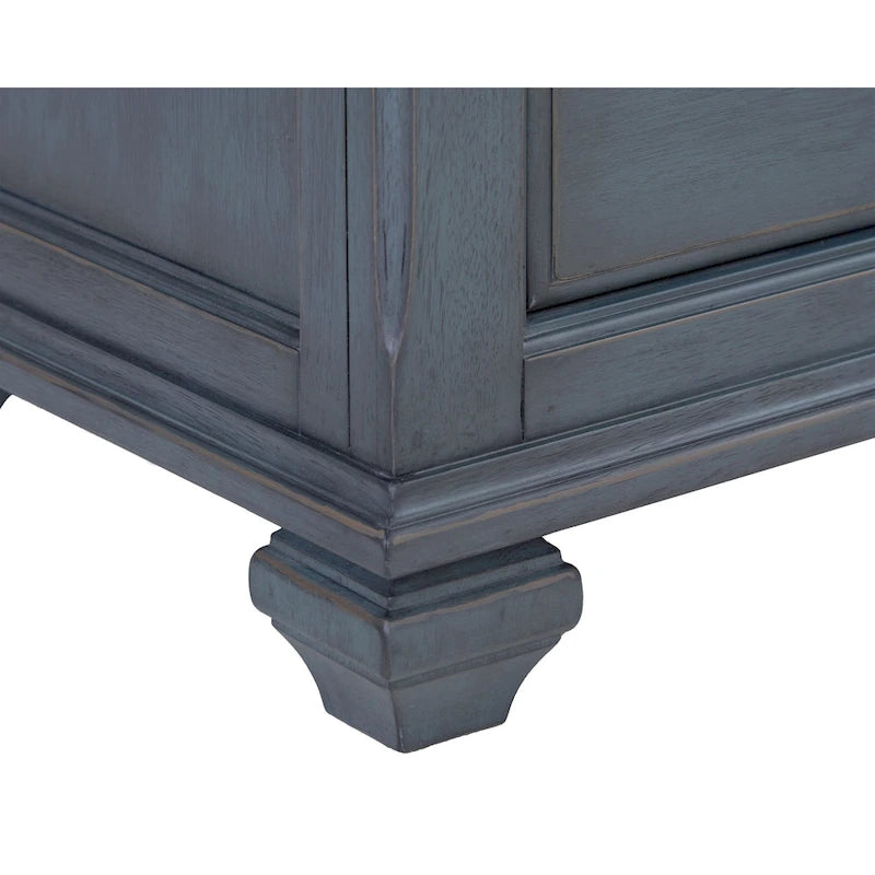 Commode Americana, Aucun assemblage requis, Finition velours côtelé bleu