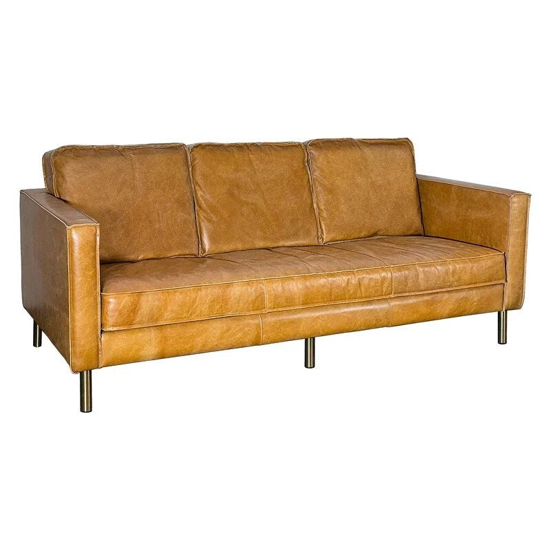 Canapé minimaliste en cuir de luxe naturel – 78,8W x 35,5P x 33,5H