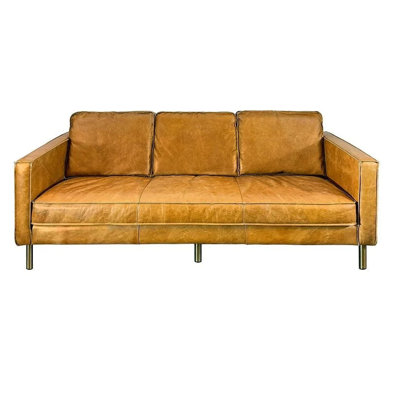 Canapé minimaliste en cuir de luxe naturel – 78,8W x 35,5P x 33,5H