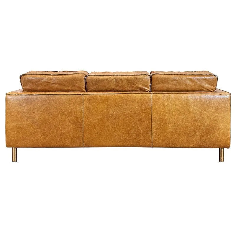 Canapé minimaliste en cuir de luxe naturel – 78,8W x 35,5P x 33,5H