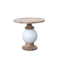 Table à piédestal ronde en bois de manguier et métal,