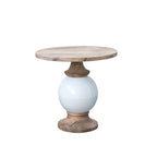 Table à piédestal ronde en bois de manguier et métal,