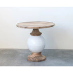 Table à piédestal ronde en bois de manguier et métal,