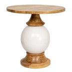 Table à piédestal ronde en bois de manguier et métal,