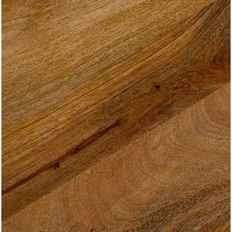 Table à piédestal ronde en bois de manguier et métal,