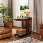 Table d'appoint en forme de C pour salon, table d'appoint en bois pour canapé