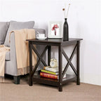 Table d'appoint de chevet en bois de café X Design avec étagère de rangement