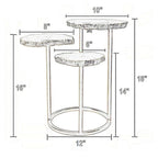 Table d'appoint de 45 cm, design à 3 niveaux, plateau en agate blanche, base en fer doré