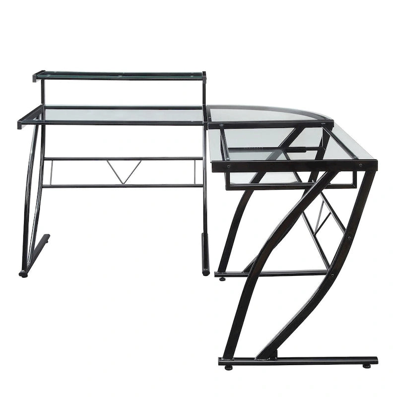 Bureau d'angle pour télétravail, jeu et montage