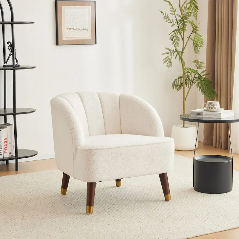 Fauteuil d'appoint rembourré avec pieds en bois