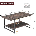 Table basse en bois à 2 niveaux de style campagnard, 41 po, avec étagère