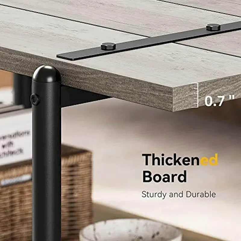 Table basse en bois à 2 niveaux de style campagnard, 41 po, avec étagère