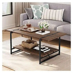 Table basse en bois à 2 niveaux de style campagnard, 41 po, avec étagère