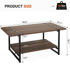 Table basse en bois à 2 niveaux de style campagnard, 41 po, avec étagère