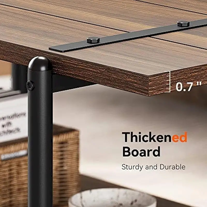 Table basse en bois à 2 niveaux de style campagnard, 41 po, avec étagère
