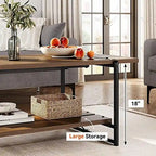 Table basse en bois à 2 niveaux de style campagnard, 41 po, avec étagère